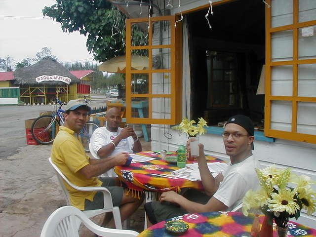 spring break reps from margeritaville enjoying breakfast at EZ