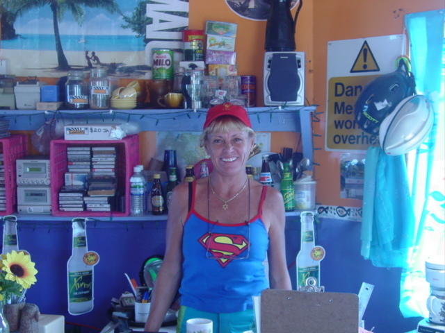 Sue as Superwoman at the old Easy Rock