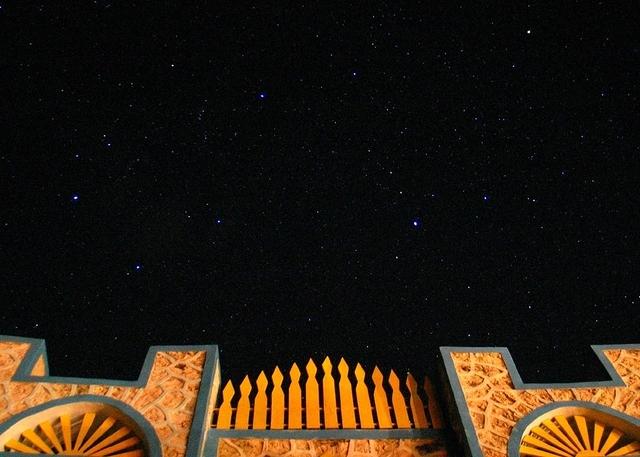 Starry sky above Blue Cave Castle