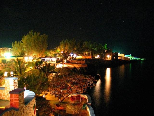 View west from Blue Cave at night