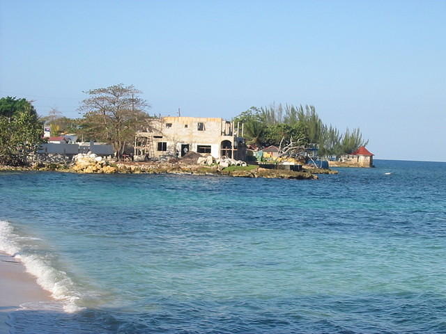 View from the Negril Yacht Club where William stayed during construction in a room that he could see its development from