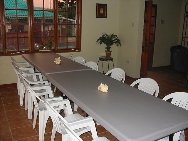 The room can be set up to your needs. Today it is ready for the weekly meeting of Negril Rotary Club