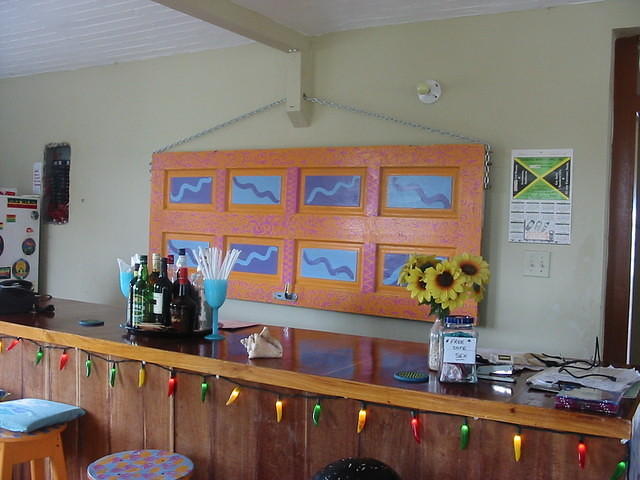 The Famous Rizla door - many good memories so we brought it with us and is now pride of place at the back of EZs bar