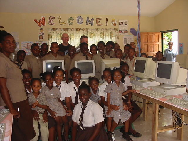 All of the computers were donated by Sandals Hotel, visitors and Bill's church group. Many people like Bill, John, & Shorty