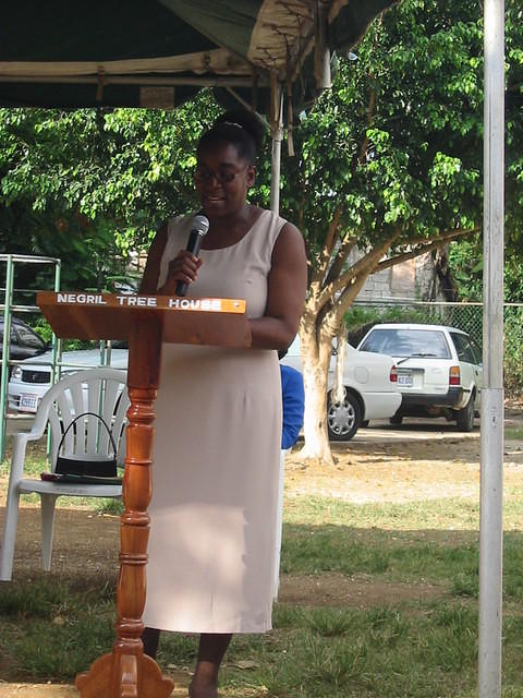 Head Mistress Mrs Myrie who built the school