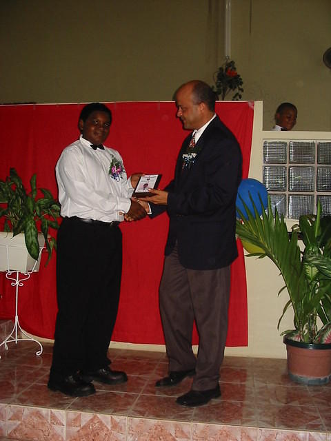 Mark getting his certificate from Sandal's Chief Executive