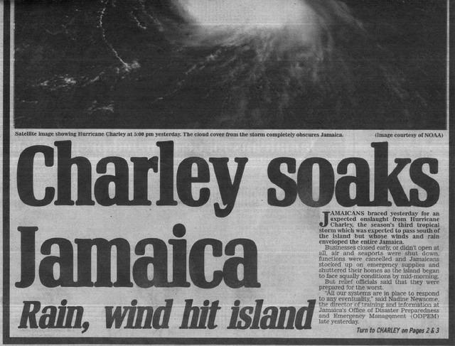Jamaica Observer Front Page - Hurricane Charley