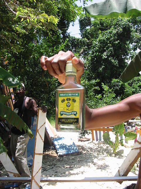 Wray & Nephew White Rum used by Jamaican's for everyting from blessing new houses to antiseptic for cuts. With Ginger Wine i