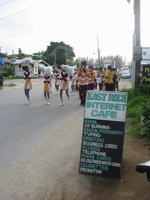 Ths band in Negril came all the way from Kingston,a marching band is a rare sight in Negril
