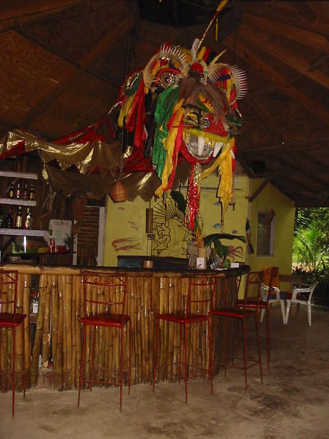 A chinese dragon adorns the bar & grill at Half Moon