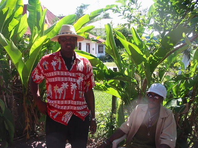 Jamaican Cowboy provides his special music, watched over by Easy Rock's 22 Pac