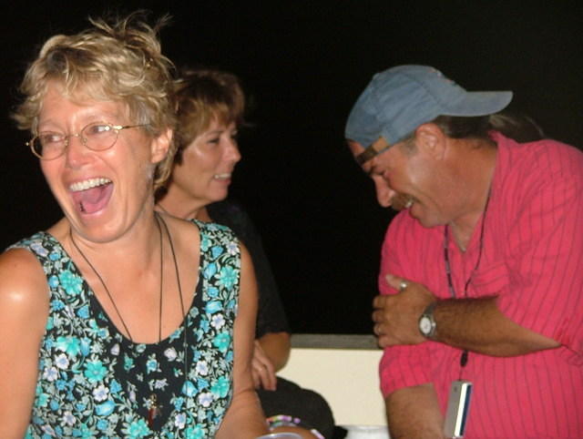 Sara a great masseur with Ron & Peggy behind her