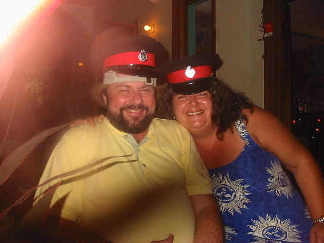 Sunshine and Roy, new stylee in Christmas Hats lol!