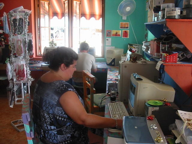 Sunshine holds the Easy Rock Internet Cafe 'fort'