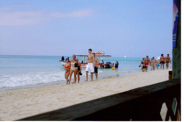 Strolling the beach.
