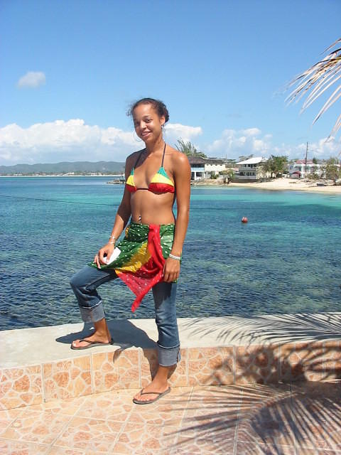 Rebah's gorgeous daughter models one of Duncan's (Kingston)knitted creations