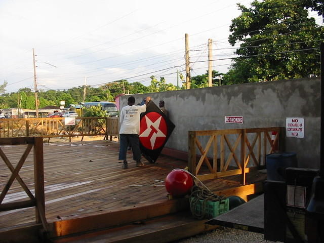 22nd Sept the Texaco Sign goes up the Dock is pumping gas at last