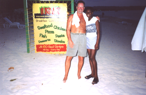 Saying our good-byes to our favorite bartender on the 7 mile beach