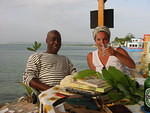 Lizzie & Rob from Holland enjoy a few rums on Ez's terrace after emails are completed