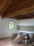 The inside roof spaces were converted into loft rooms & lined with varnished trusses & wood ceilings
